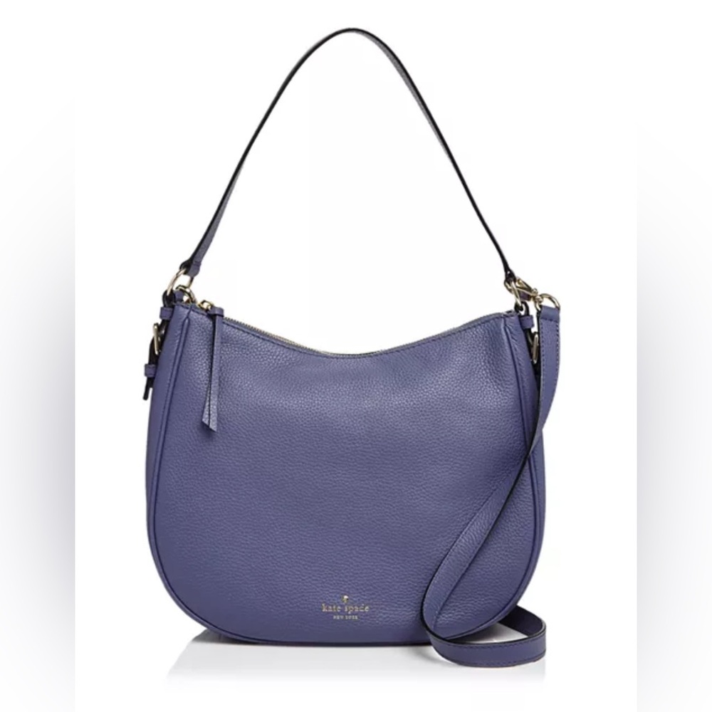 kate spade purple pebbled leather hobo bag